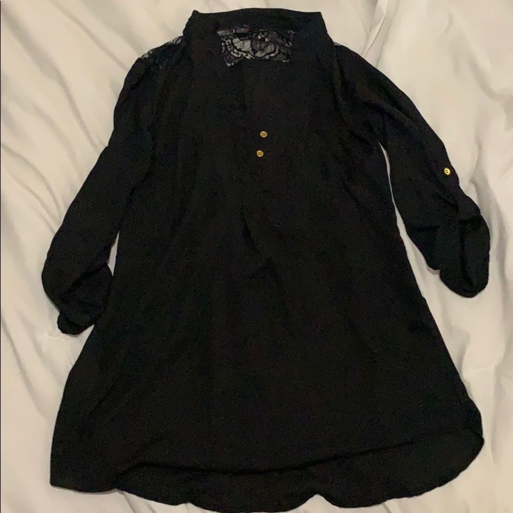 Black blouse with gold buttons